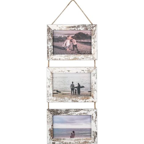 Cadre photo collage pour 3 photos, 15 x 10 cm, pliable, cadres photo en bois avec plaque acrylique, multi-cadre pour mariage, famille, bébé, marron clair, 15 x 10 cm (1/5)