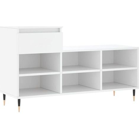 Meuble à chaussures blanc, 102x36x60 cm, en bois composite. (1/5)