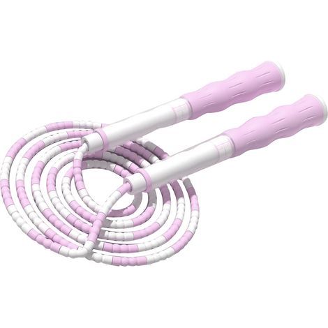 Children's jump rope, adjustable length, high flexibility, non-slip handle, beads, for home and school exercise, purple (1/5)