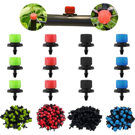 100 Pcs Buse De Goutteur D'Irrigation Réglable. Arroseurs d'Irrigation Goutte à Goutte à Débit Réglable à 360 Degrés. Émetteur De Goutte à Goutte (4 Couleurs) (1/5)