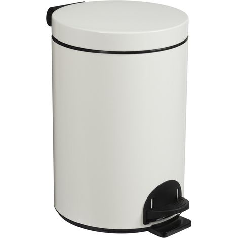 Bidone della spazzatura con pedale in metallo epossidico, 3 litri - Bianco - Diametro 170 x H 260 mm