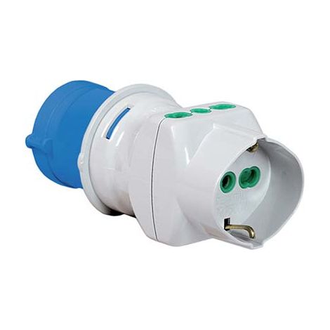 ADATTATORE TRIPLO SPINA BLU16A+SCHUKO FME  2P+T 16A IP44
