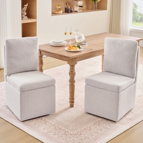 Sedia girevole con contenitore chenille 49x65x92 cm OKMYHOME (1/3)