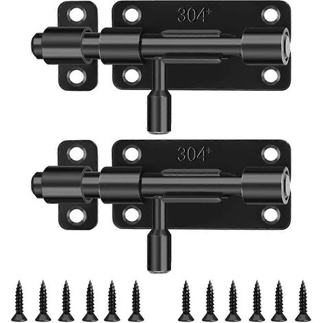 Set aus 2 Edelstahl-Schiebeschlössern mit Schrauben, für Gartentür, Badezimmertür, Fenster oder Schlafzimmertür. (1/5)