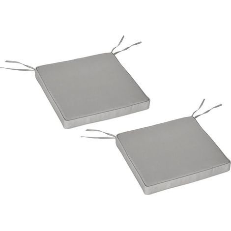 Lot de 2 Coussins de Chaise Fauteuil de Jardin Coussins d\'assise déhoussables Rembourrage 5 cm Polyester Gris clair (1/5)