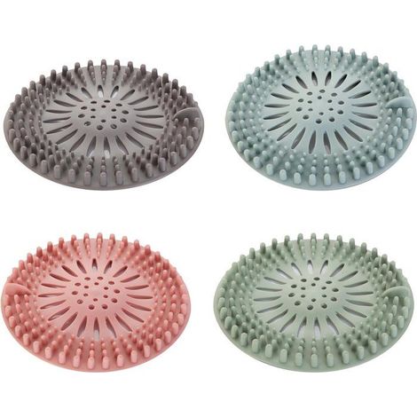 Bouchon de vidange en silicone - Crépine d'évier et drain de douche universels - Filtre à cheveux et piège à cheveux 4 pièces pour (1/5)