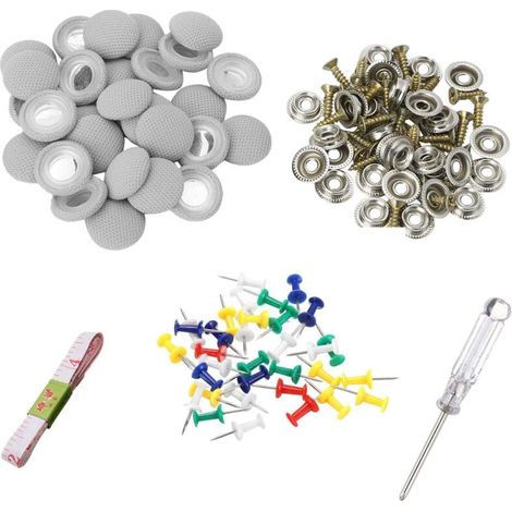 Kit di riparazione del tetto dell'auto da 60 pezzi, fissaggio, cedimento, rivestimento del soffitto dell'auto, grigio, senza adesivo (1/4)