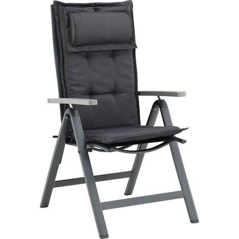 Cus coussin de jardin pour 5 positions chaise gris foncé.