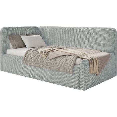 Selsey Fanko –Jugendbett 90x200 cm mit Kopfteil links, Plüsch, Grau