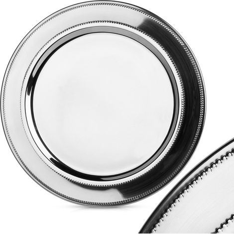 Sous-plat en acier argenté, plateau, plateau, grande assiette, 33 cm (1/5)