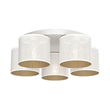 Plafoniera Loft Shade 5 luci bianca/oro E27 Luminex