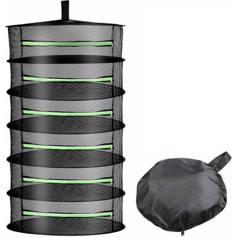Filet de Séchage Suspendu Pliable 6 Couches Panier de Séchage Grand Porte-Sèche Filet de Rangement Tente Herbe Bud Plant Sécher avec Sécateur..
