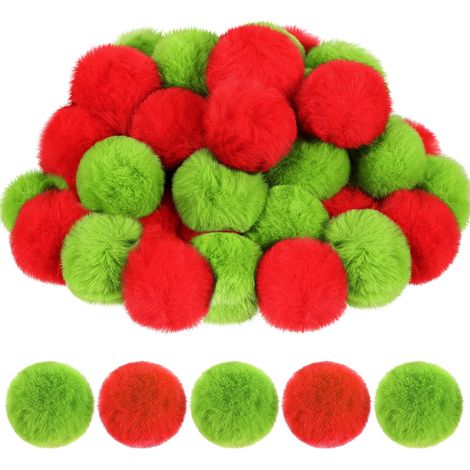 Boule De Noël - Boule En Peluche Verte - Diamètre 6 cm - Avec Cordon De Suspension Pré-attaché - Lot De 12 (1/5)