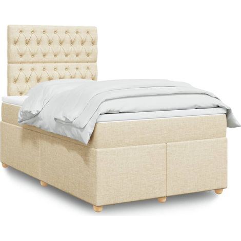 Boxspringbett mit Matratze Creme 120x200 cm Stoff