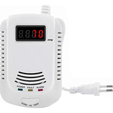 Détecteur de gaz, alarme de gaz méthane propane, détecteur de fuites de gaz avec écran LCD de sécurité, prise UE, blanc (1/5)