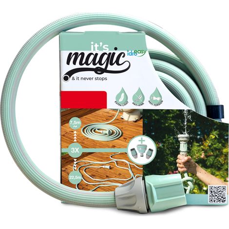 TUBO IRRIGAZIONE ESTENDIBILE IDROEASY MAGIC LUNGHEZZA 30m COMPLETO DI ATTACCO E DOCCETTA