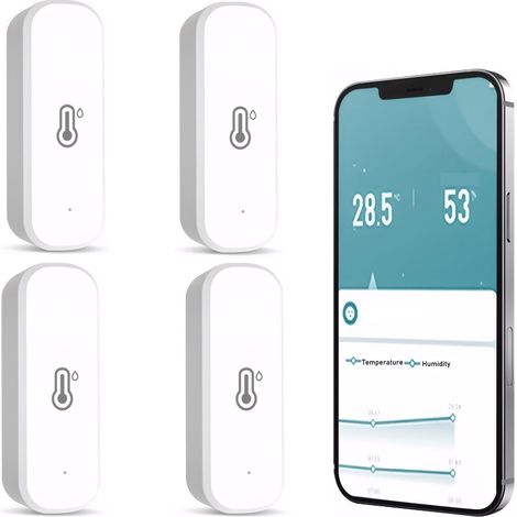Lot de 4 thermomètres hygromètre WiFi avec alertes en temps réel pour chambre d enfant cuisine sous sol garage (1/5)