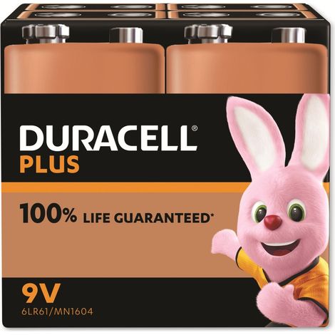 DURACELL Alkaline-Batterie E-Block, 6LR61, 9V, Plus, 4 Stück