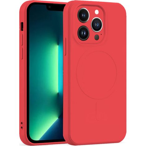 Set di custodie Mag Cover in silicone per iPhone 12 Pro Max, rosse + vetro (1/5)