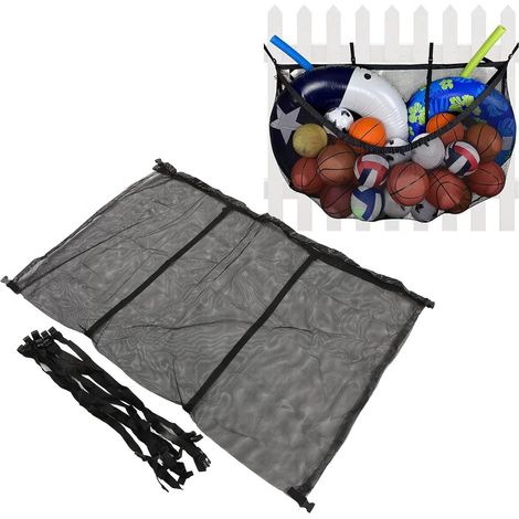 Aougo – Sac de rangement pour jouets de piscine – Filet suspendu robuste 140x89 cm – Capacité jusqu'à 152,4 cm – Système de support réglable (1/5)