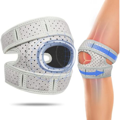 Genouillère de sport (lot de 2) pour hommes et femmes, genouillère de compression ajustable pour le soutien du tendon rotulien, idéale pour le basketball, l'escalade, le cyclisme et le fitness. (1/5)