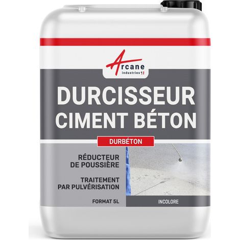 Arcane Industries – Durcisseur béton incolore 5 L – Réducteur de poussières pour chapes et dallages – Augmente résistance de 30% – Application facile