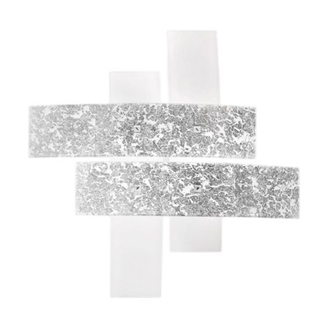Plafonnier moyen Lara verre blanc, détails argent, 70x70cm, 2xE27 max 70W, style moderne, ampoules non incluses, IP20