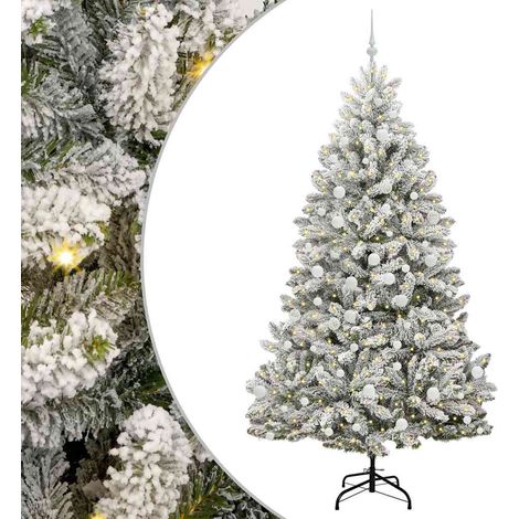 Sapin de Noël Arbre de Noël artificiel Vert et blanc 210 cm PVC et métal (1/5)