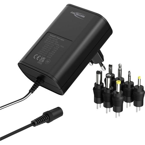 Ansmann 1201-0024 Alimentatore a spina regolabile 12 V/DC, 9 V/DC, 7.5 V/DC, 6 V, 4.5 V/DC, 3 V 1500 mA 18 W (1/5)