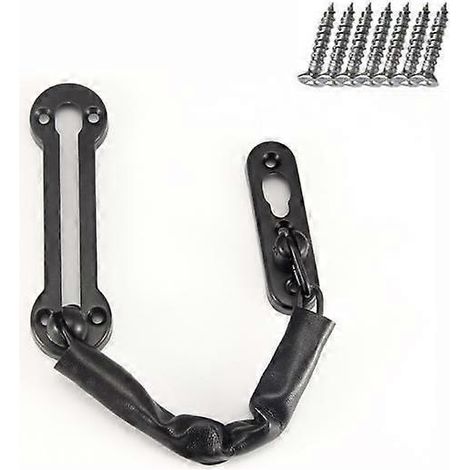 Chaîne de sécurité noire pour porte d'entrée, verrou de sécurité, chaîne de porte, limiteur de porte - Chrome poli (1/5)