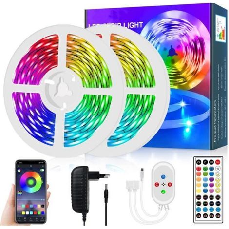 Bande LED - - 20m - RGB Dimmable - Contrôle APP - Synchronisation musicale (1/4)