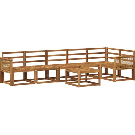 Set di divani da esterno 7 pz Naturale Legno di Acacia Massello vidaXL (1/5)