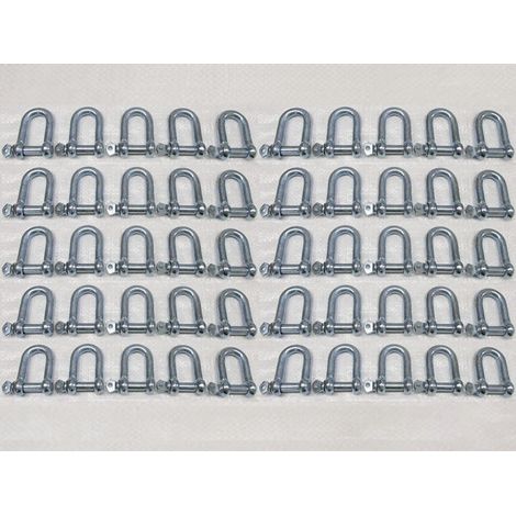 x50 7/8" x 1" Galvanised Commercial Dee Shackles - Chain Connector Caravan Tether (1/2)