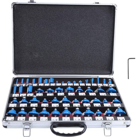 Juego de 50 brocas para enrutador, brocas para enrutador con punta de carburo de tungsteno de 1/4'' para trabajar la madera, para recortadora de enrutador eléctrico con caja de almacenamiento (1/5)