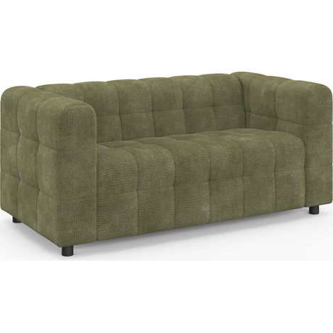 2-Sitzer-Sofa AMANCE in gerader Ausführung, gepolstert, aus khakigrünem Chenille-Stoff (1/5)