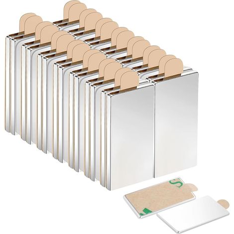30 Aimants Autocollants Néodyme Rectangulaires Puissants 20x10x1mm (1/5)