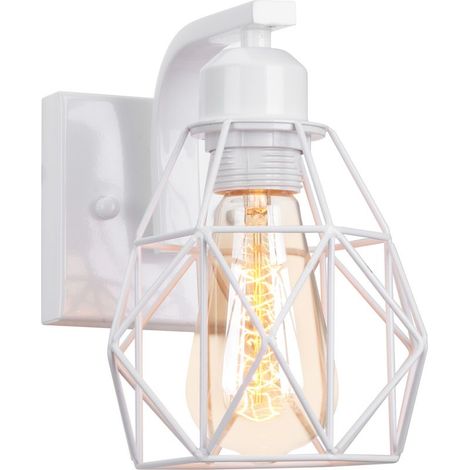 Applique Murale D'Intérieur Rétro Lampe Murale Cage En Métal Applique Murale Rétro Moderne Blanc Pour Chambre, Cuisine, Salon (1/5)