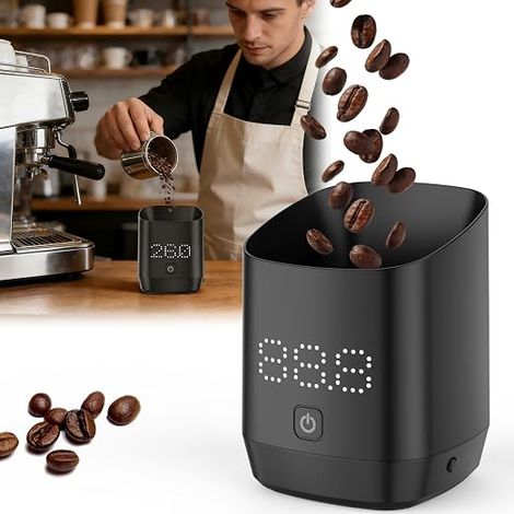 2-en-1 balance de café avec tasse de mesure intégrée, 0.1g Précision et affichage LED, USB-C rechargeable pour Espresso et maison, accessoires Barista, noir (1/5)