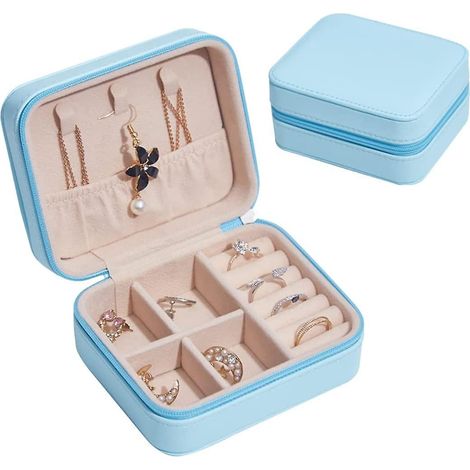 Schmuckkästchen, kleiner Reise-Schmuckorganizer, Aufbewahrungstasche aus PU-Leder für Damen und Mädchen, tragbarer Halter für Halsketten, Ohrringe, Ringe und Accessoires (1/5)