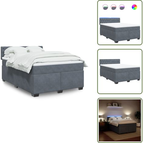 Boxspringbett mit Matratze Dunkelgrau 160x200 cm Samt - Boxspringbett - Boxspringbetten - Bett - Schlafzimmermöbel (1/5)