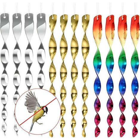 Répulsif Oiseaux, 12Pcs Effaroucheur Oiseaux, Spirale Réfléchissante, Anti Oiseaux, Répulsif Réfléchissants Spirale Oiseaux, 360 Degrés Repulsif Oiseaux (1/4)