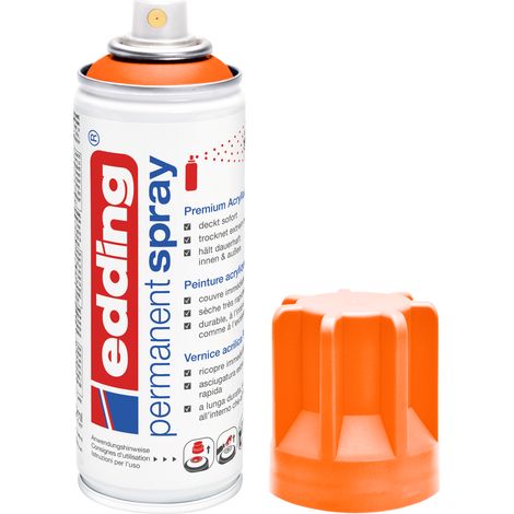 Edding - Bombe de peinture aérosol E5200 orange fluo mat - Spray 200ml – Séchage rapide, résiste aux intempéries