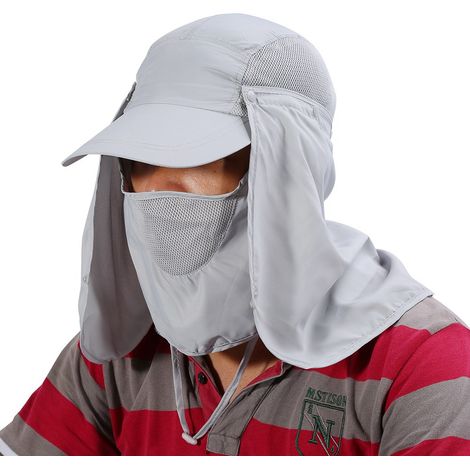 Capuchon de protection UV à séchage rapide à 360 degrés, cache-cou et rabat d'oreille pour l'extérieur (gris) (1/5)