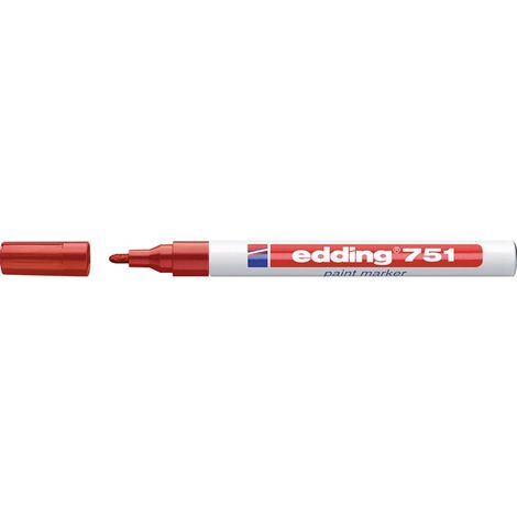 Marqueur peinture pointe ogive, référence 751, diamètre pointe 1-2 mm, coloris rouge - EDDING