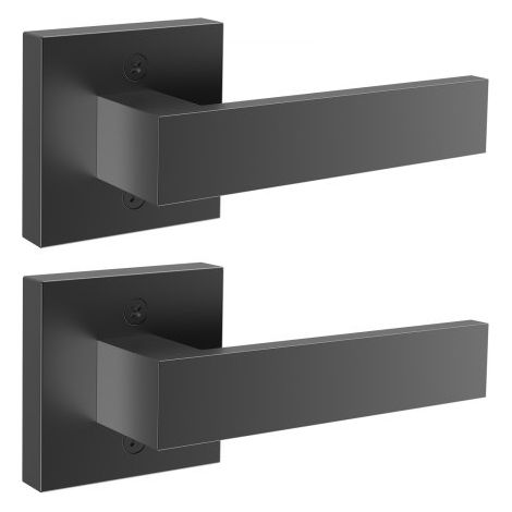 Paire de Poignée de Porte sans Trou Béquille de Porte Décorative Réversible Droite-Gauche Poignée de Tirage/Poussée Unilatérale Sans Verrou Ni Loquet Non Tournante pour Meuble Placard Garde-Robe (1/4)