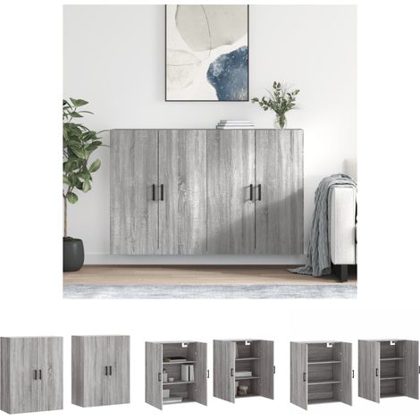 Schrank für Wohnzimmer - vidaXL Wandschränke 2 Stk. Grau Sonoma 69,5x34x90 cm - Schrank für Schlafzimmer (1/5)