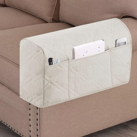 (E) Organisateur de chevet, housse de protection pour canapé/fauteuil, sac de rangement suspendu antidérapant à 3 poches pour accoudoir de lit/canapé/fauteuil