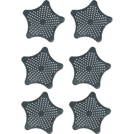Crépines d'évier en caoutchouc en forme d'étoile de mer – bouchon de crépine d'évier de cuisine en silicone – récupérateur de cheveux pour bonde de baignoire (gris) (1/5)