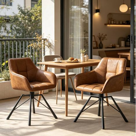 Chaise salle manger pivotante lot de 2 marron OKMYHOME (1/5)