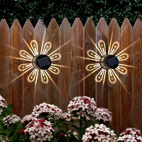 Lot de 2 lampes solaires murales extérieures IP67, éclairage blanc chaud pour escalier, garage et allée, étanches (1/5)